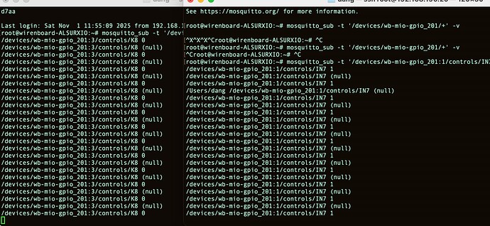 На изображении отображается терминал с выводом команды , где подписываются данные с устройств, связанных с GPIO. (Captioned by AI)