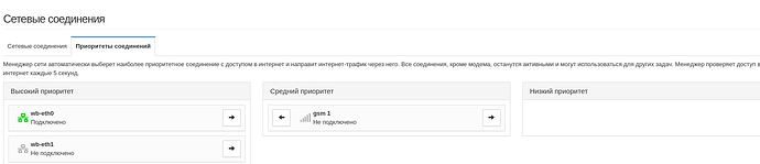 На изображении показан интерфейс настроек сетевых соединений с приоритетами для различных типов соединений. (Captioned by AI)