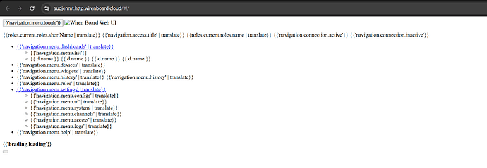 На изображении показан код интерфейса веб-приложения с элементами навигации, такими как "dashboard", "devices", "widgets" и "settings". (Captioned by AI)