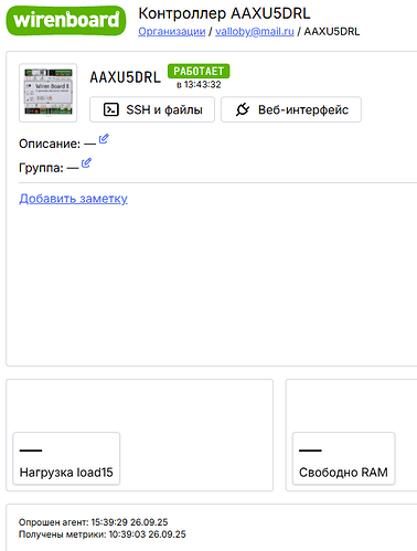 На изображении отображается информация о контроллере AAXU5DRL, включая его статус, описание и метрики загрузки. (Captioned by AI)
