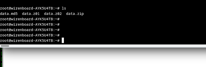 На изображении представлен экран командной строки с выводом команды , показывающий файлы: data.md5, data.z01, data.z02 и data.zip. (Captioned by AI)